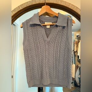 NWT - Rachel Zoe Light Lavender Cable-Knit Sleeveless Polo Vest